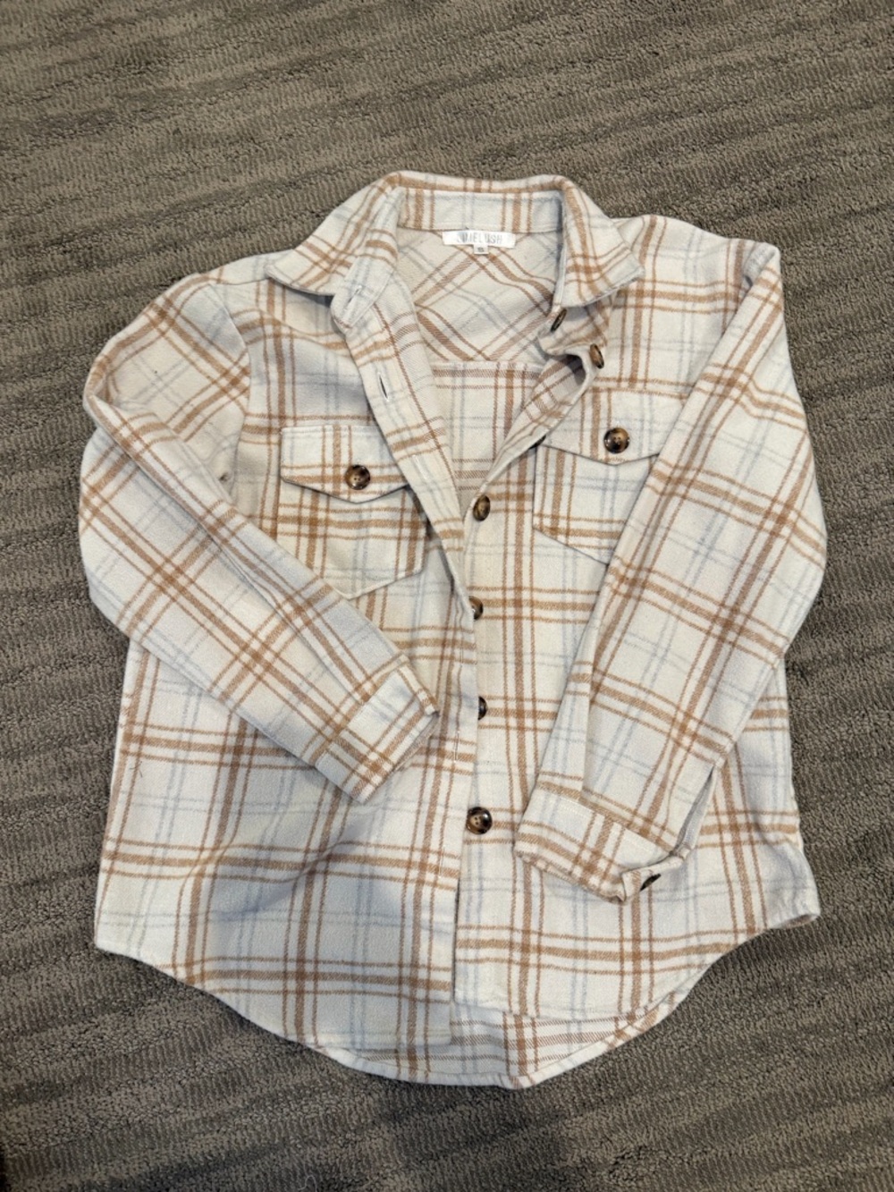 LimeLush Plaid Shacket – Neutral Flannel Button Down Jacket